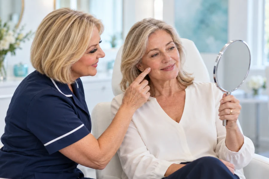 Linda Miles consulting a patient