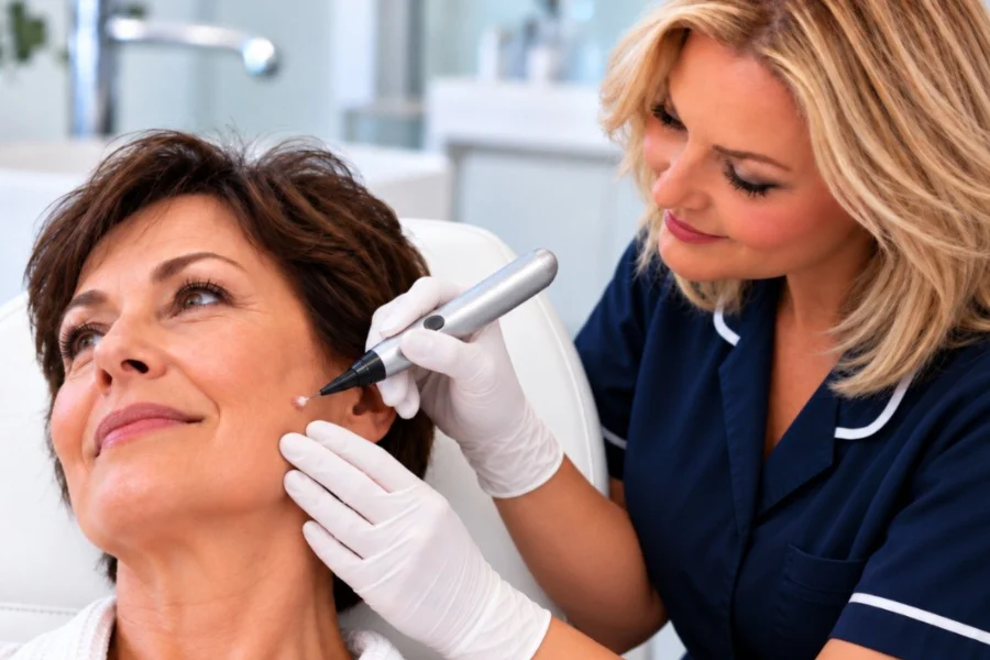 Skin lesion treated with cryotherapy