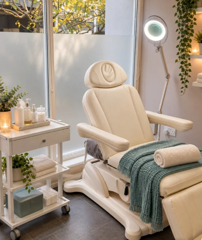 Treatment room at The Look You Deserve, Rose and Rae, Wadebridge